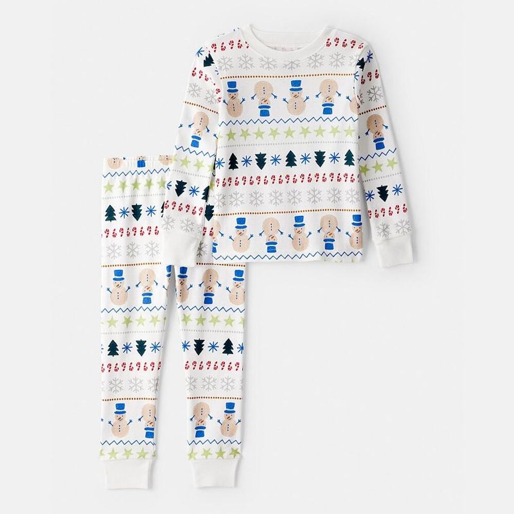 NEW! 12 Carter's Kids Unisex Christmas Snowman Fair Isle 2PC Pajama Set White